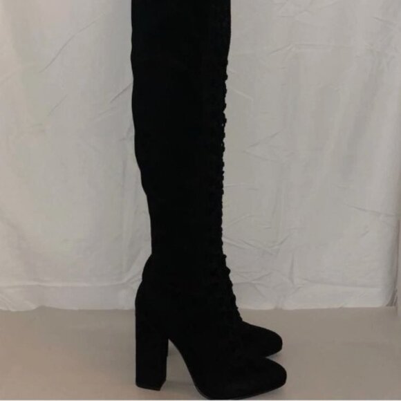 40 US 9❤️LE SILLA ITALY LEATHER SUEDE STRETCH OVER KNEE HIGH HEELS TALL BOOTS - Picture 3 of 13